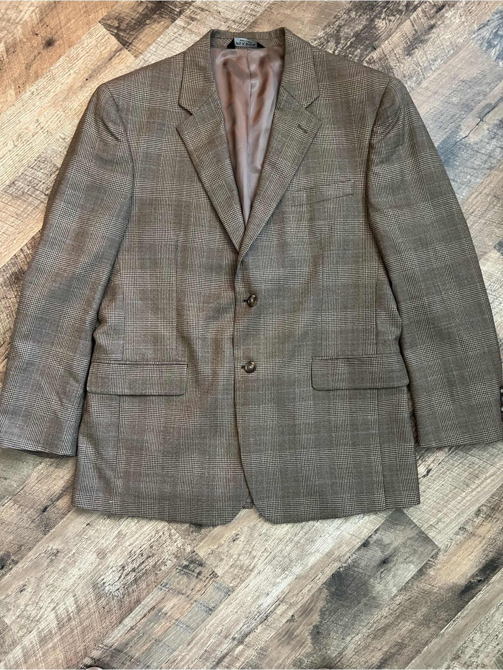 Jos. A. Bank Brown and Khaki Plaid Sport Coat with a hint of Light Blue